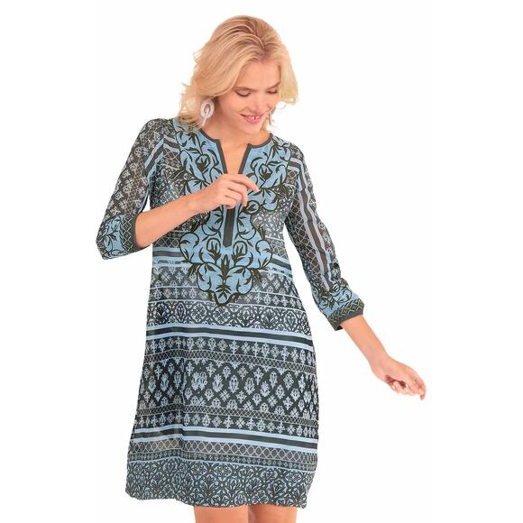 Gretchen Scott Embroidered Patchwork Swing Dress Henna Boho Cottagecore S - Picture 2 of 10